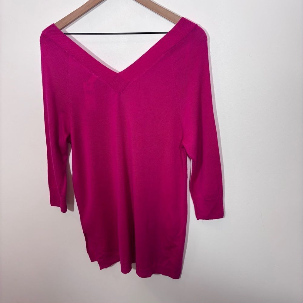 Anthropologie Moth Pink/Rose V Neck 3/4 Sleeve Merino Wool Sweater NWT Small - Picture 9 of 13